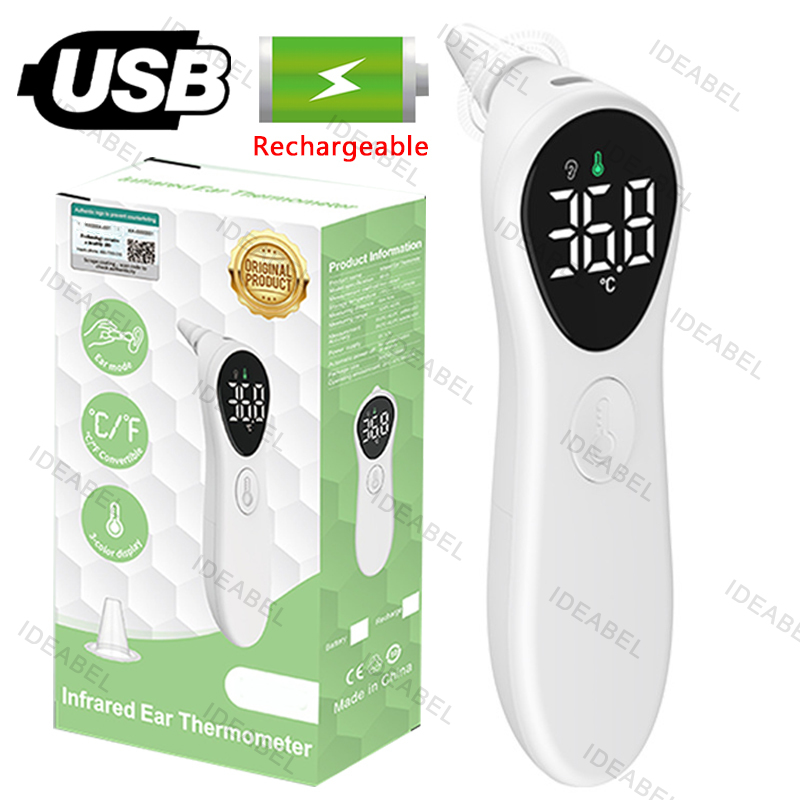 Industrial Laser Temperature - เครื่องวัดอุณหภูมิทางหูแบบชาร์จไฟได้ ℃ / ℉ เครื่องวัดอุณหภูมิร่างกายด้วยเลเซอร์แบบไม่สัมผัส ดิจิตอล
