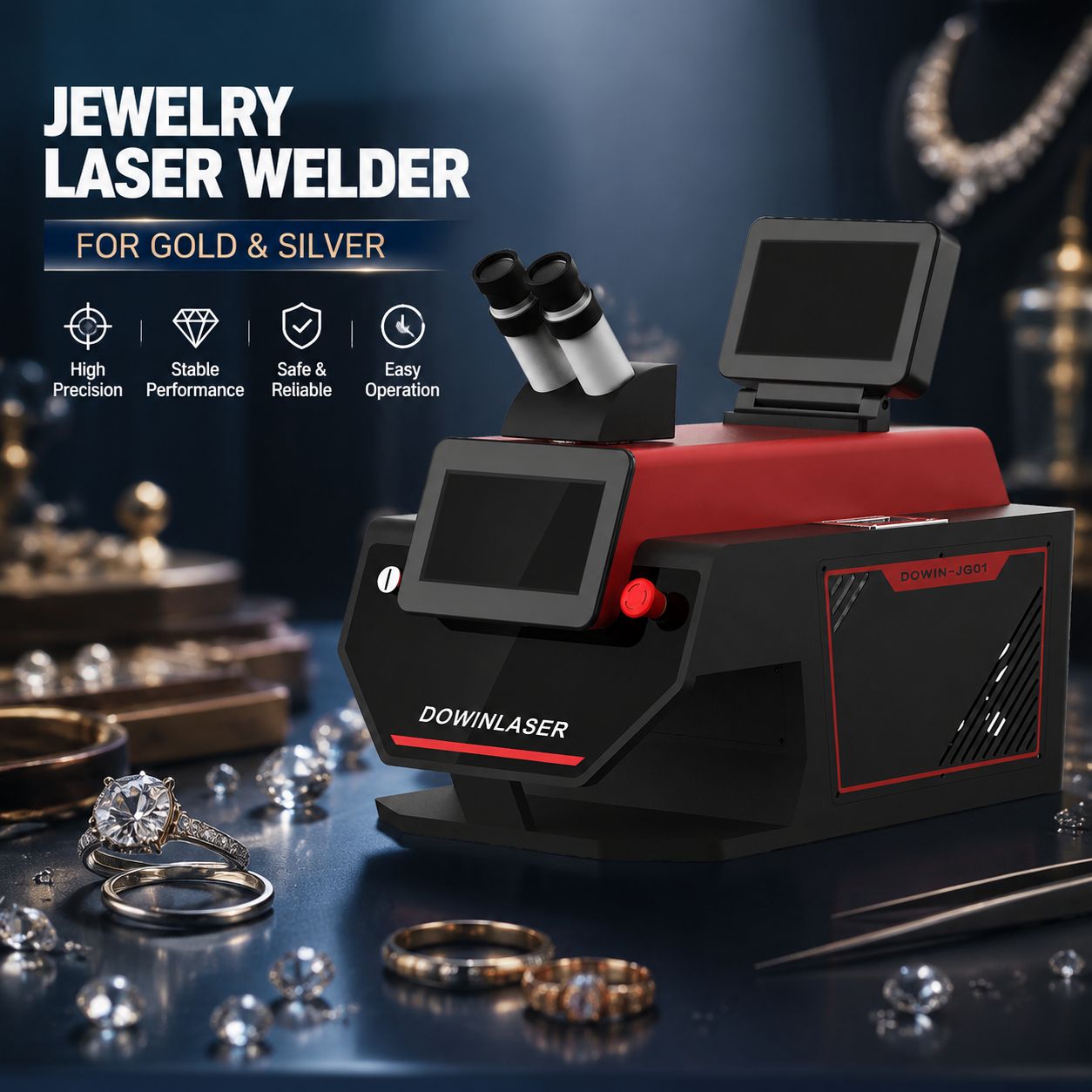 Industrial Yag Laser - เครื่องเชื่อมเลเซอร์ YAG 150W สำหรับงานเครื่องประดับ เครื่องเชื่อมเลเซอร์แบบตั้งโต๊ะสำหรับงานเชื่อมโซ่เครื่องประดับและอุตสาหกรรมซ่อมนาฬิกา