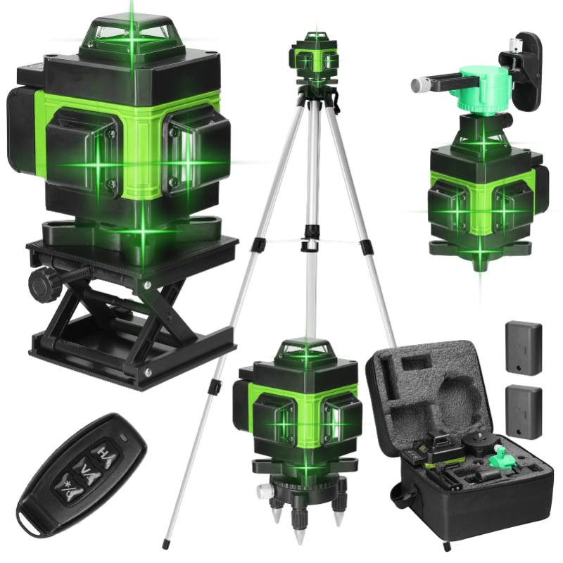 Industrial Laser Measurement - ขาตั้งกล้อง/เครื่องวัดระดับเลเซอร์ 16 เส้น เลเซอร์ระดับมืออาชีพ เส้นสีเขียว ปรับระดับอัตโนมัติ