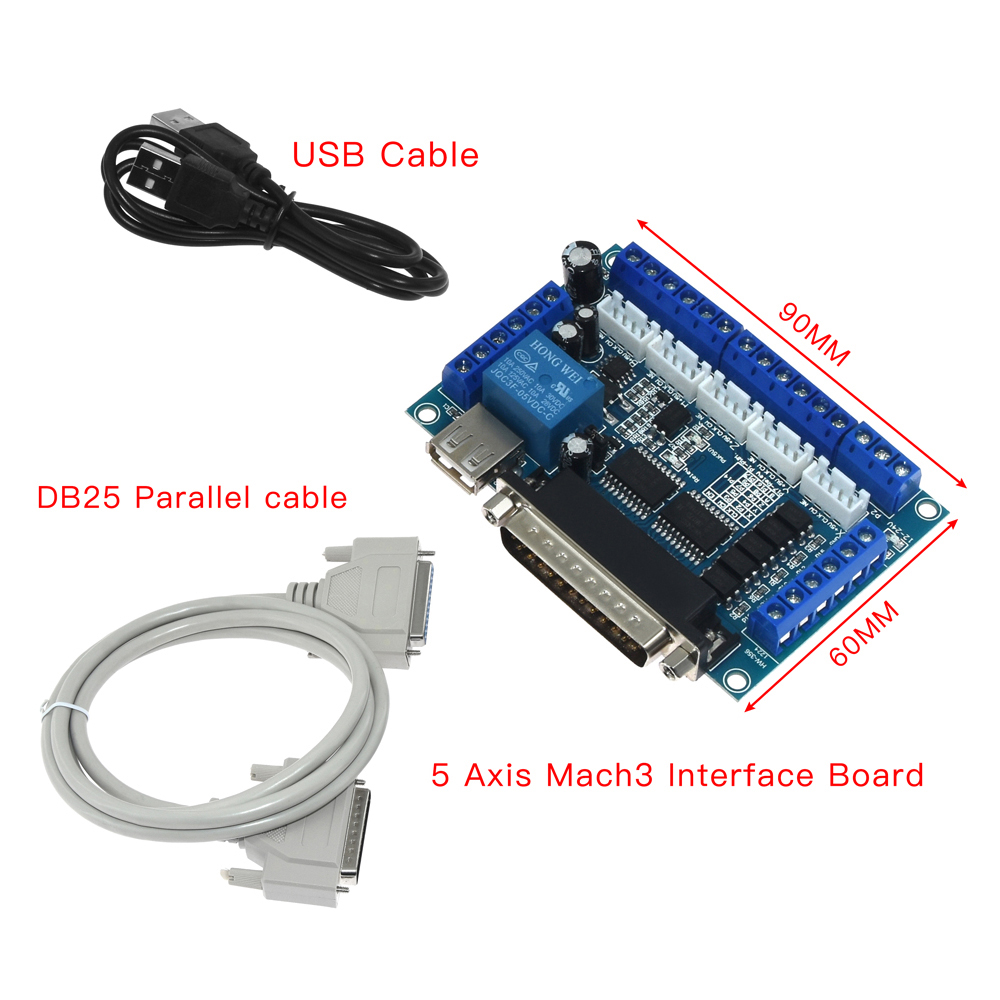 Breakout Board Mach3 - บอร์ดฝ่าวงล้อม MACH3 CNC 5แกนพร้อมสาย DB25 USB
