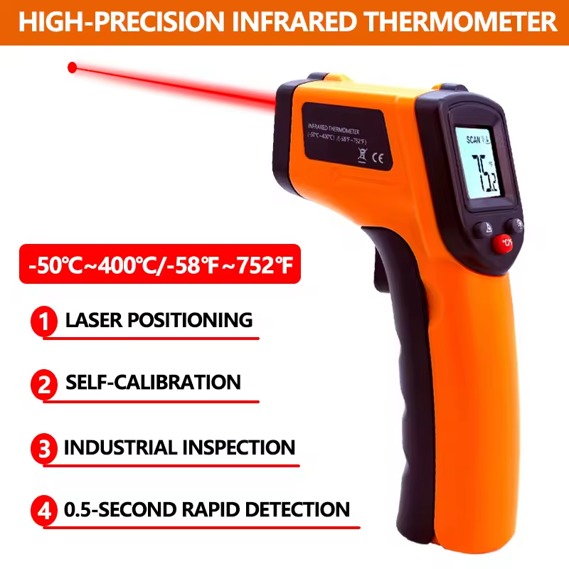 Industrial Use Of Laser - เครื่องวัดอุณหภูมิอินฟราเรดแบบมือถือ ปืนวัดอุณหภูมิแบบไม่สัมผัส เลเซอร์วัดความร้อน สำหรับใช้ในอุตสาหกรรม บ้าน และรถยนต์